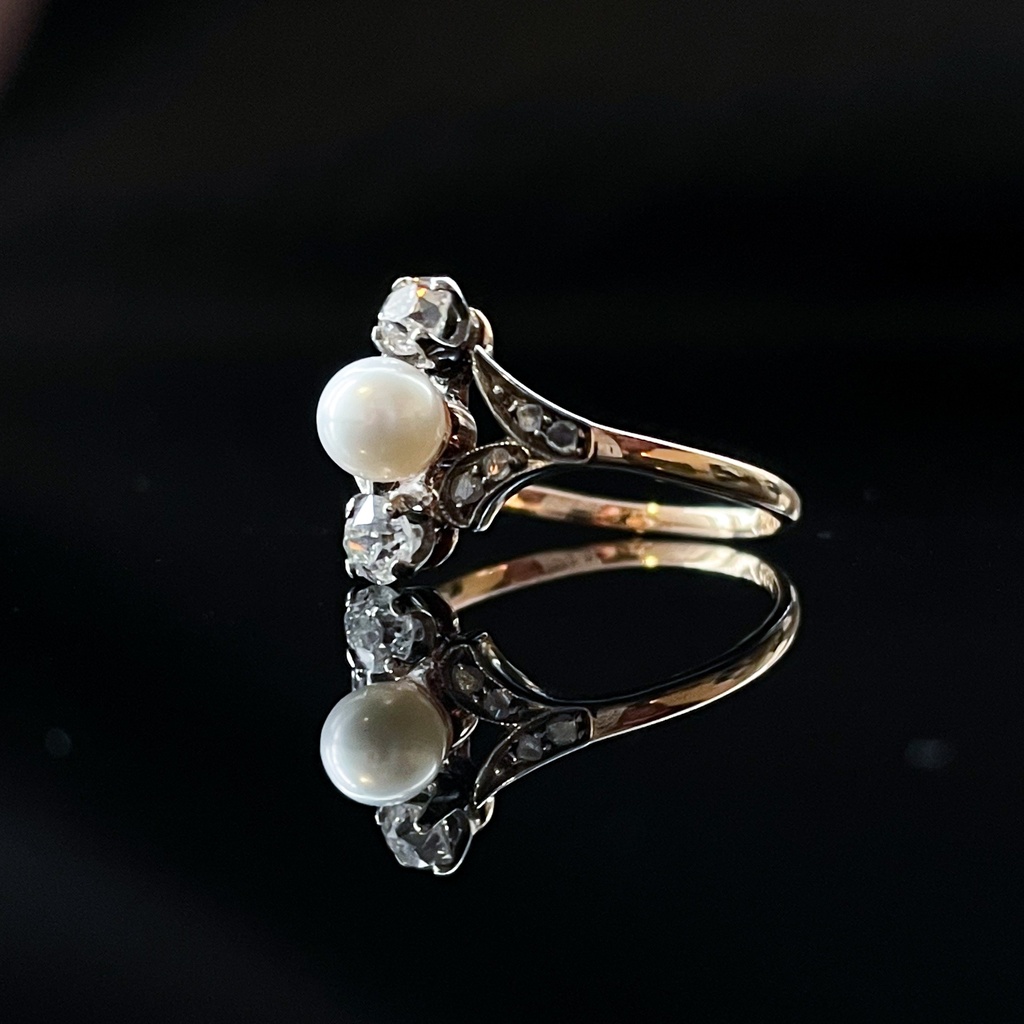Bague perle et diamants