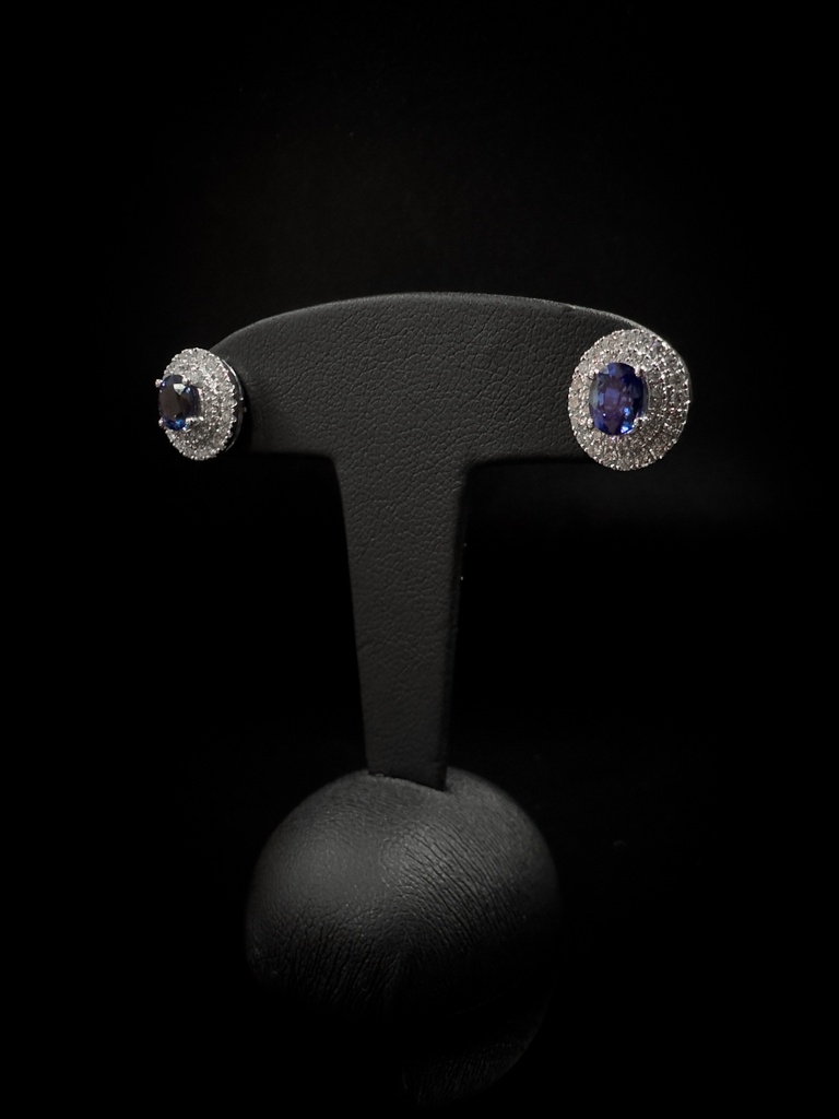 Boucles d'oreilles saphirs et brillants