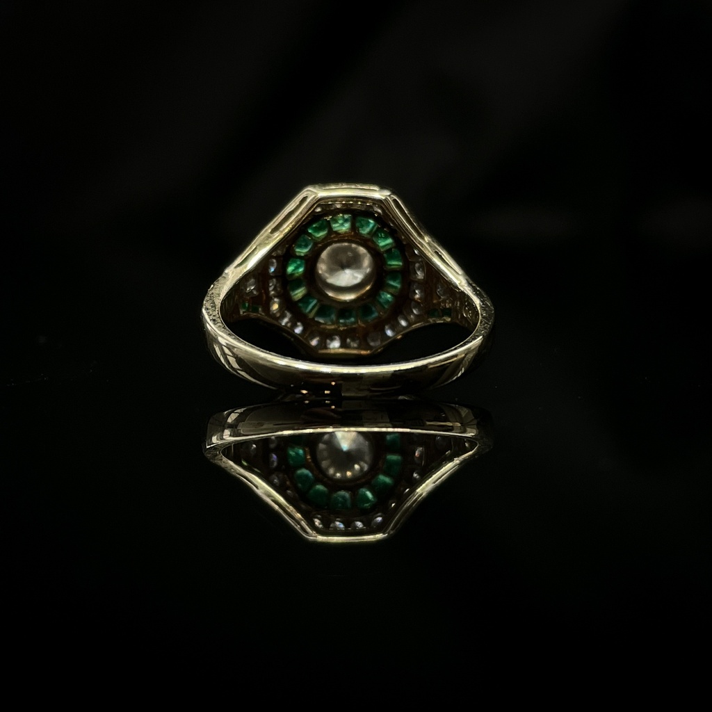 Bague Brillants et Emeraudes
