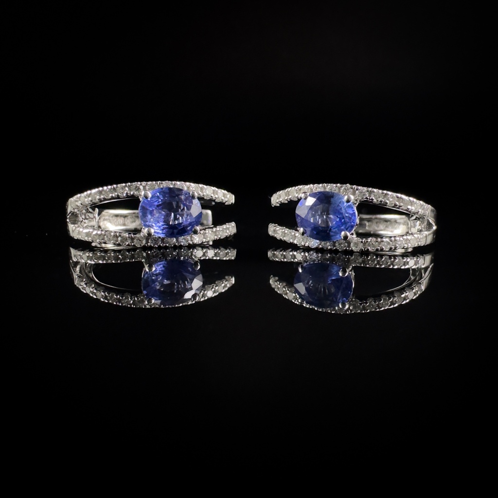 Boucles d'oreilles Saphirs et Brillants