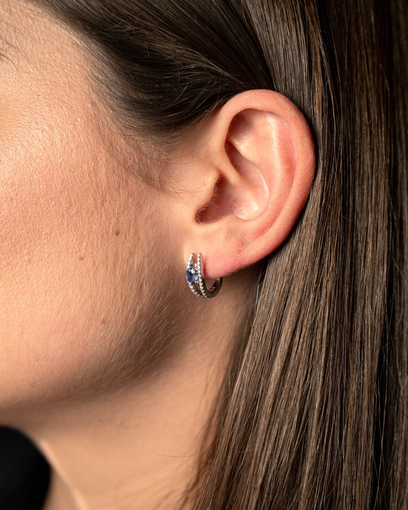 Boucles d'oreilles Saphirs et Brillants
