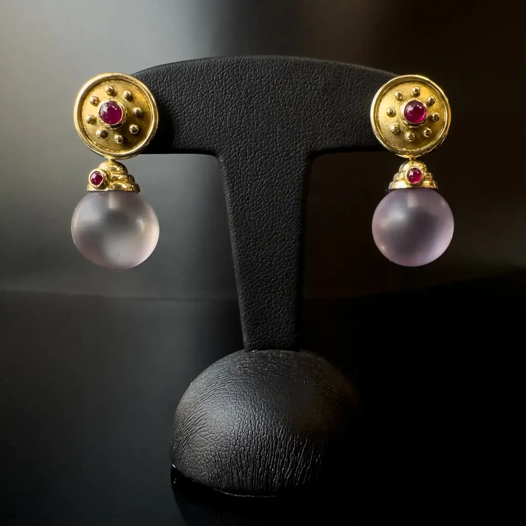Boucles d'oreilles Rubis & Améthystes