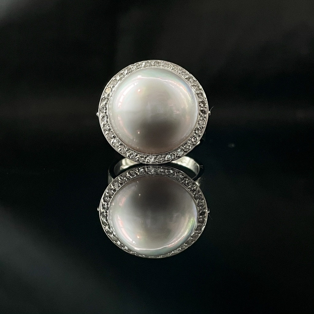 Bague perle et diamants