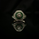 Bague diamants et émeraudes