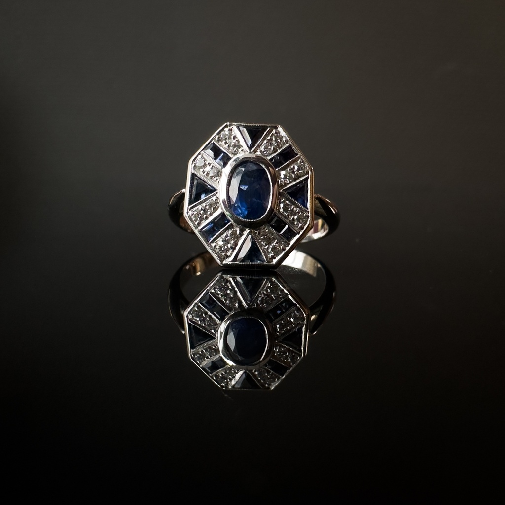 Bague saphir et diamants