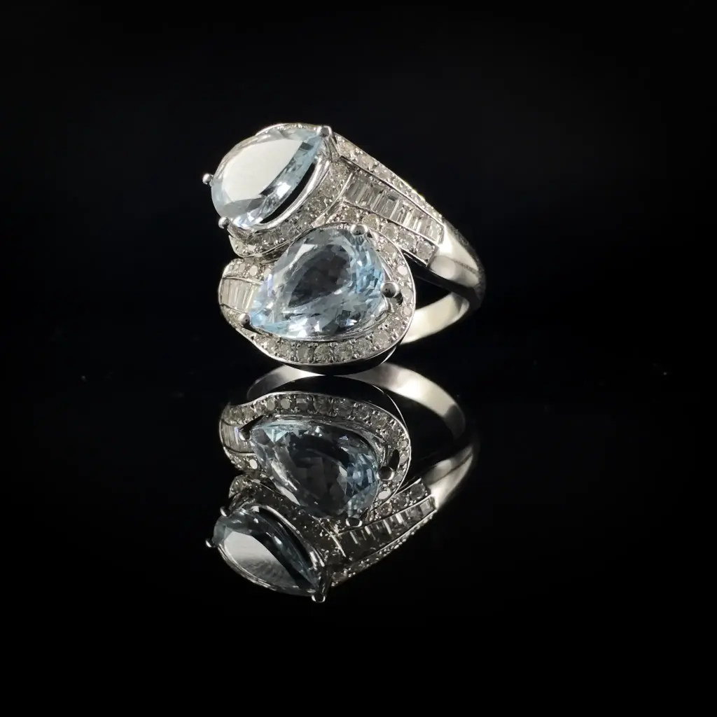 Bague Diamants & Aigue-marine