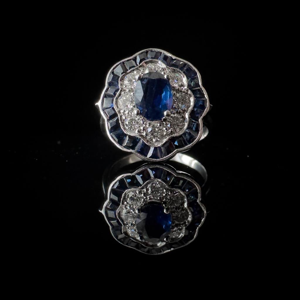 Bague saphir et diamants