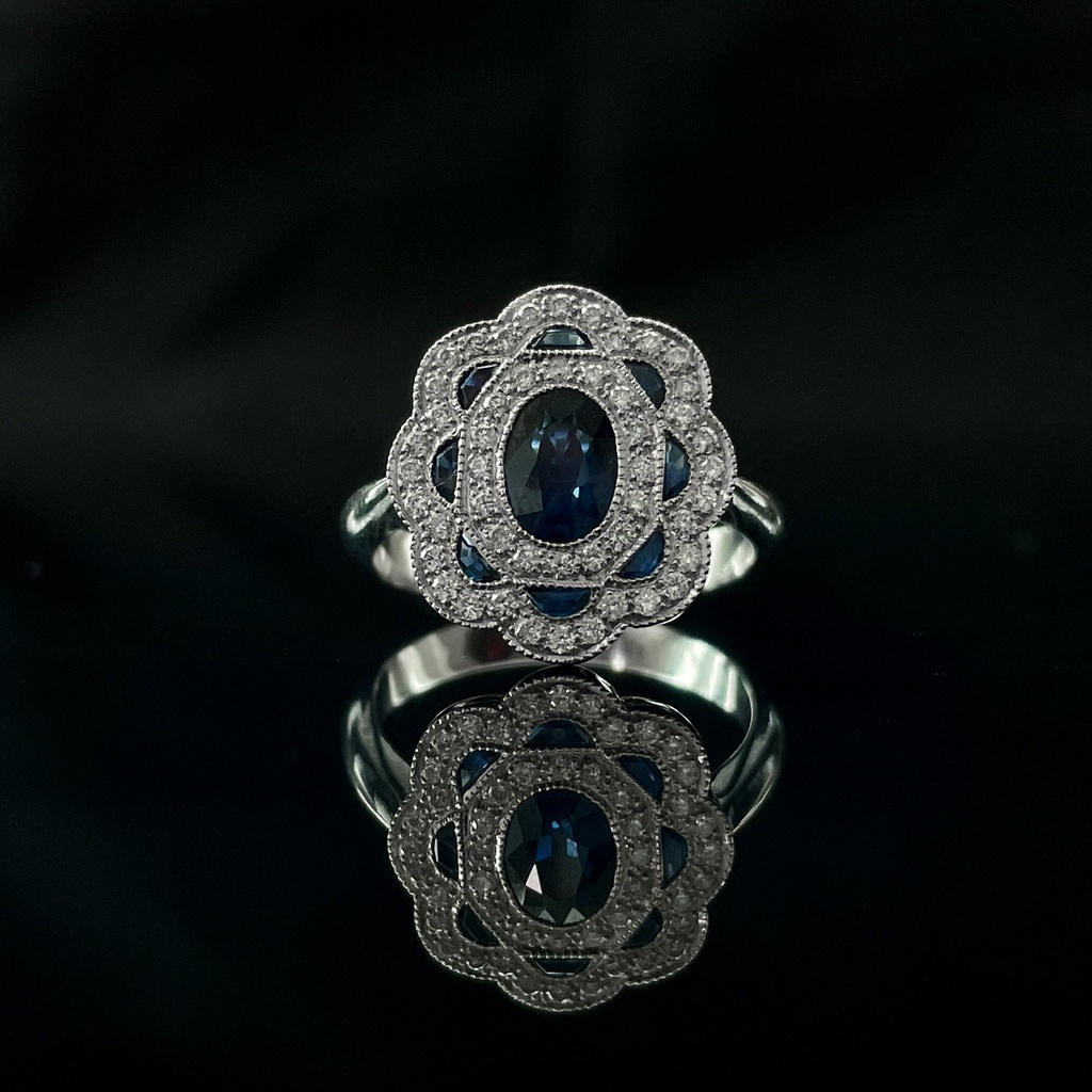 Bague saphirs et diamants