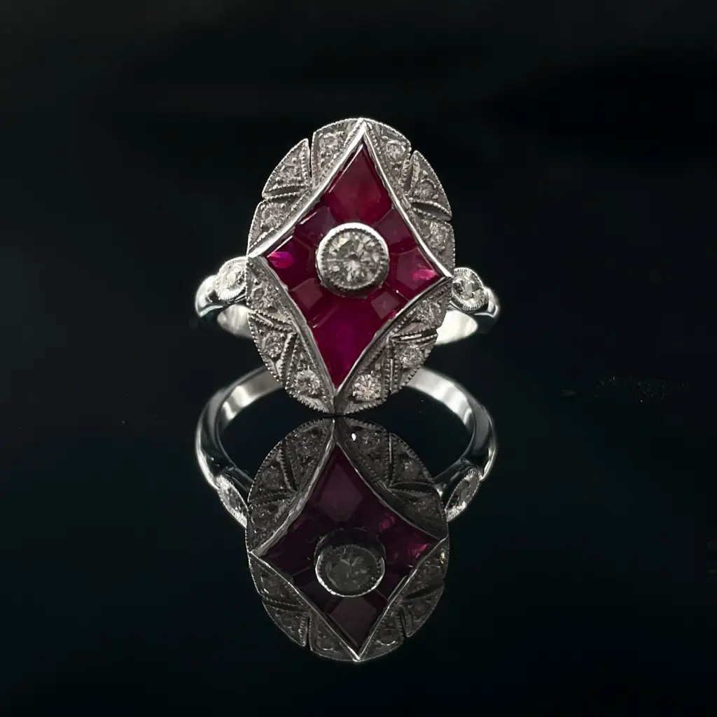 Bague diamants et rubis