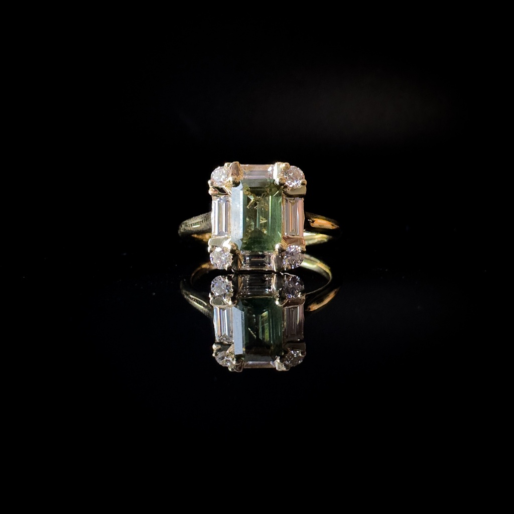 Bague saphir vert et diamants