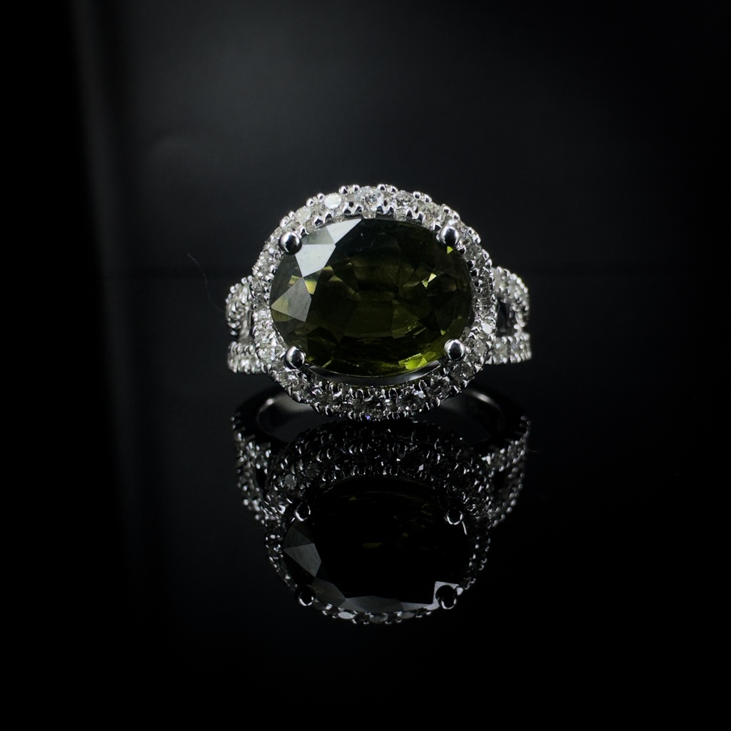 Bague saphir vert et diamants