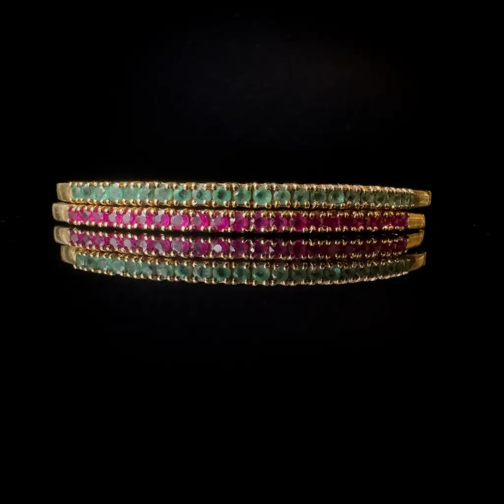 Bracelet Jonc Diamant, Rubis & Emeraude