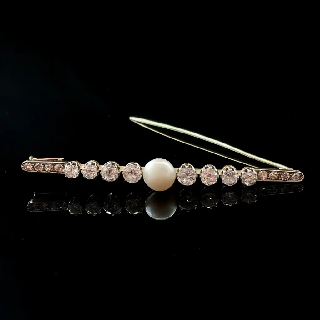 Broche Perle & Diamants