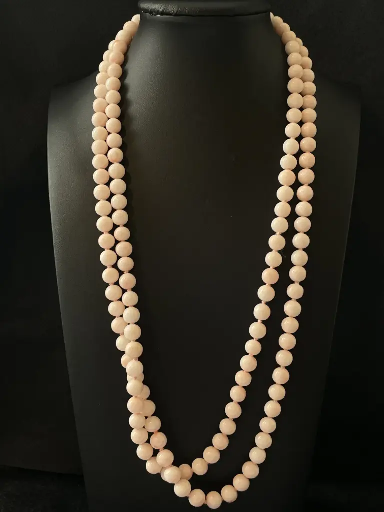Collier 2 rangs corail rose