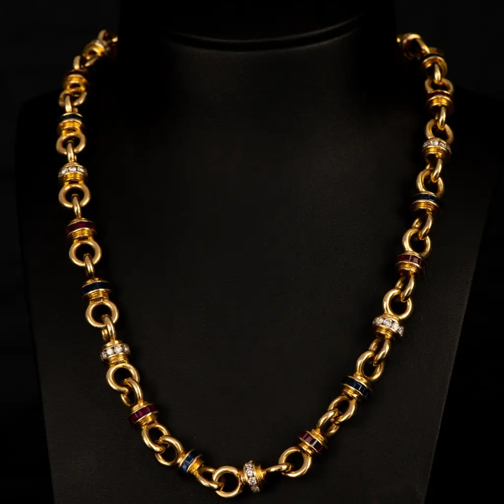 Bracelet saphir, rubis et brillants