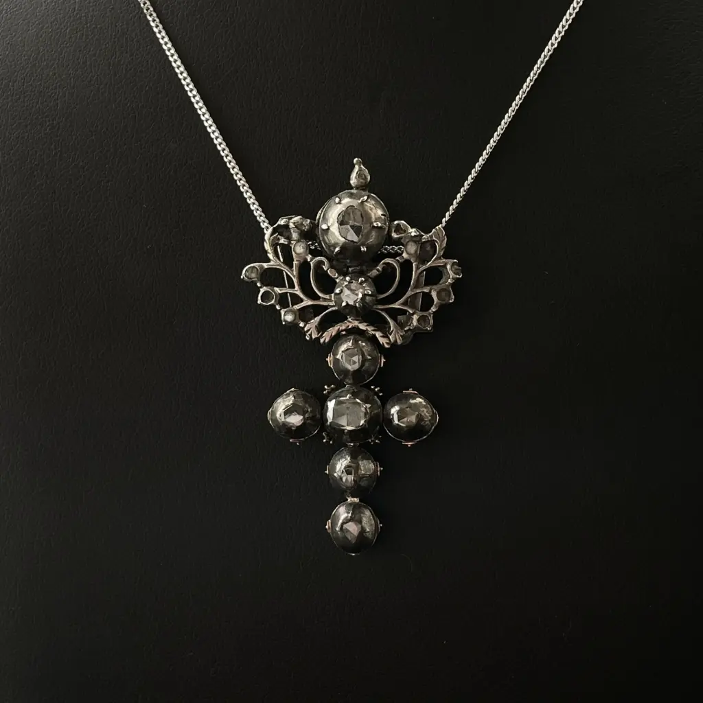 Pendentif croix flamande & diamants roses
