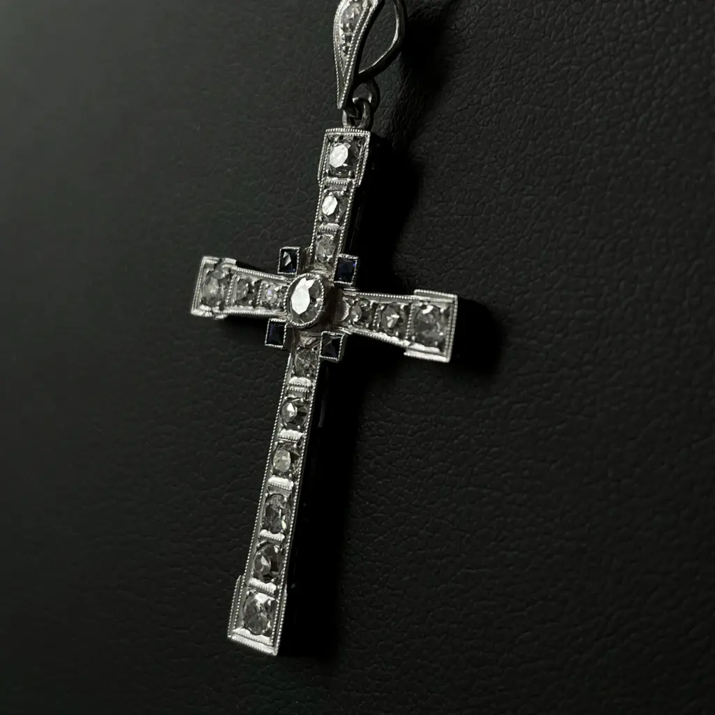 Pendentif Croix Saphirs & Diamants