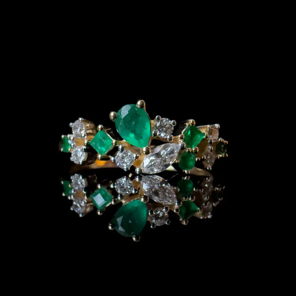 Bague émeraudes et diamants