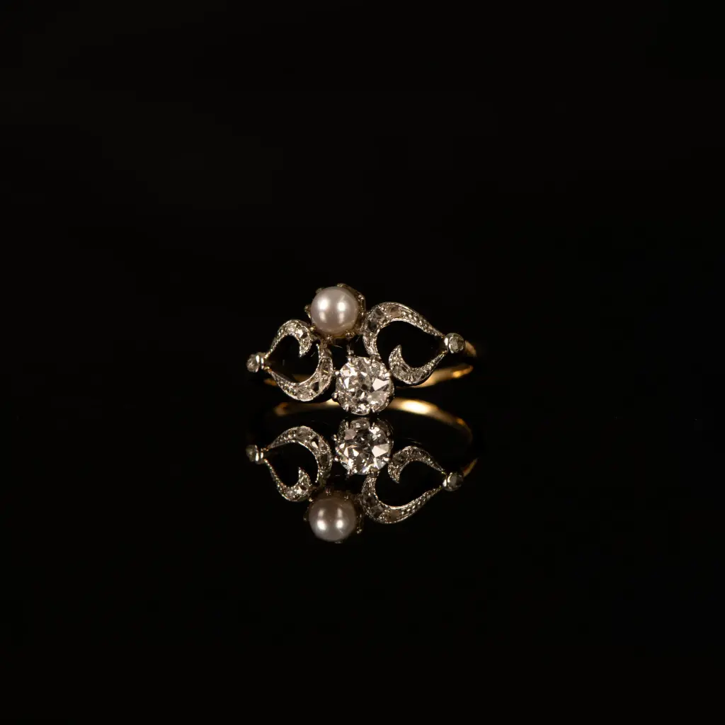 Bague perle et diamants