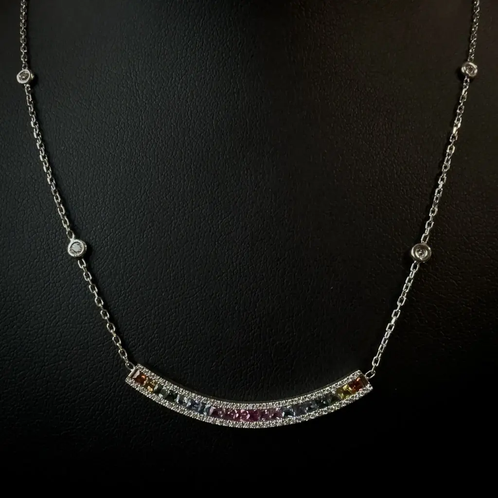 Collier brillants & saphirs