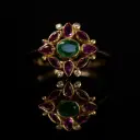 Bague émeraude, rubis & diamants