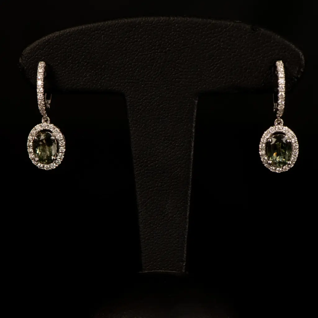 Boucles d'oreilles tourmalines & diamants