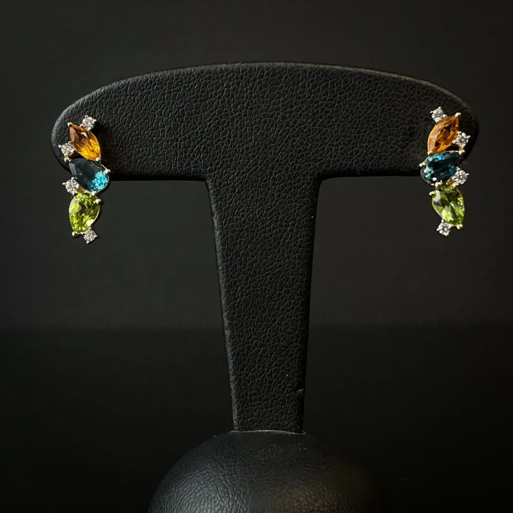 Boucles d'oreilles Citrine Topaze & Peridot