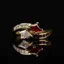 Bague or toi & moi rubis & brillants