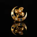 Broche lune saphirs et perles