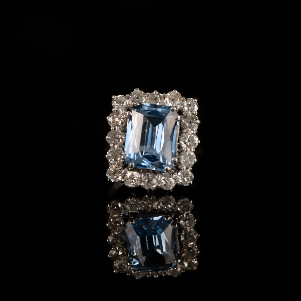Bague Aigue-Marine et diamants
