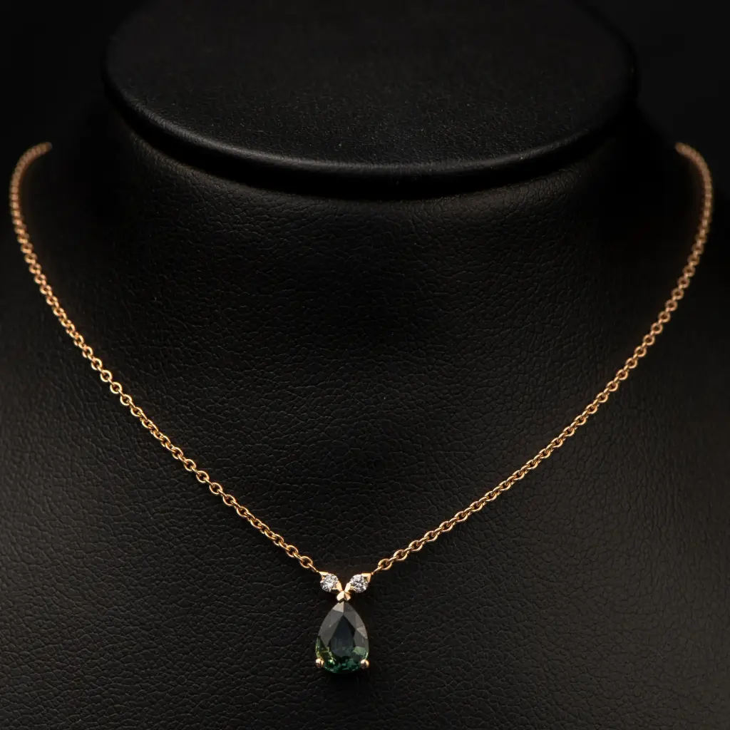 Collier Saphir vert & diamants