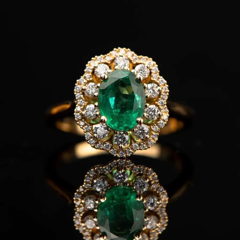 Bague Marguerite Emeraude & Brillants