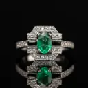 Bague Emeraude, Onyx & Diamants