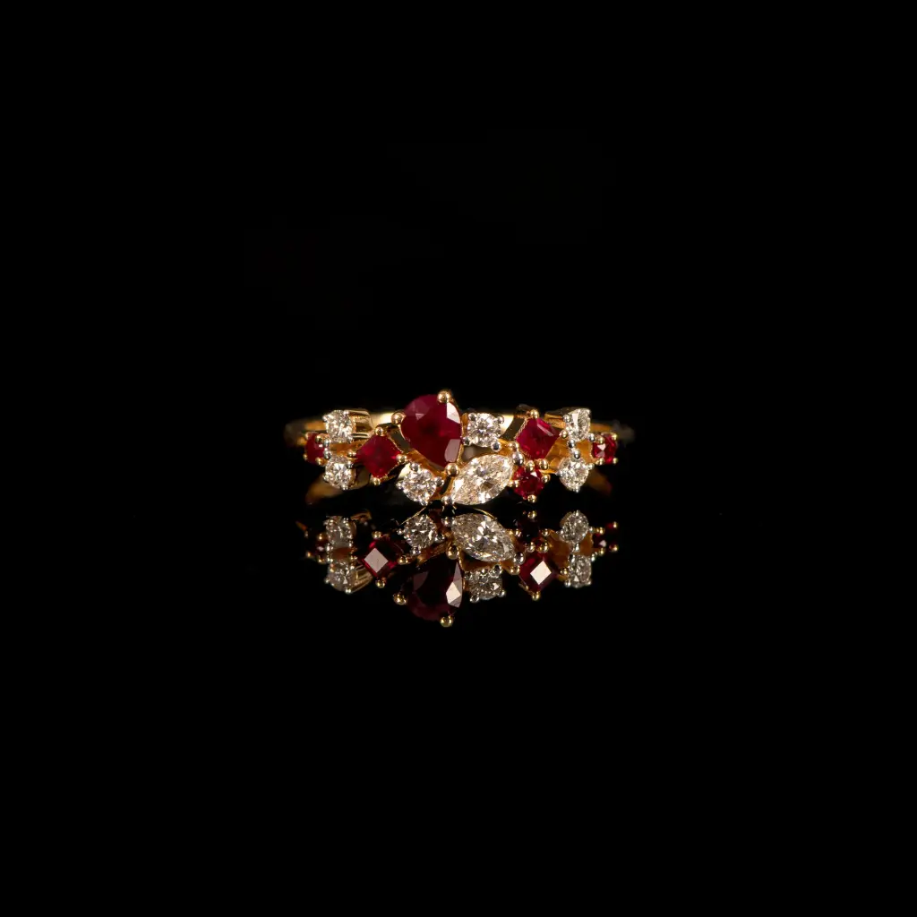 Bague rubis et diamants