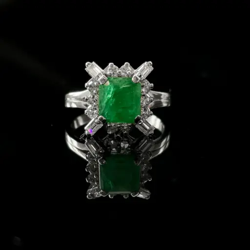 [PB9627] Bague Emeraude & Diamants