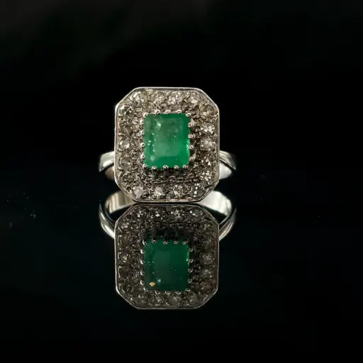[PB9919] Bague Emeraude & Diamants