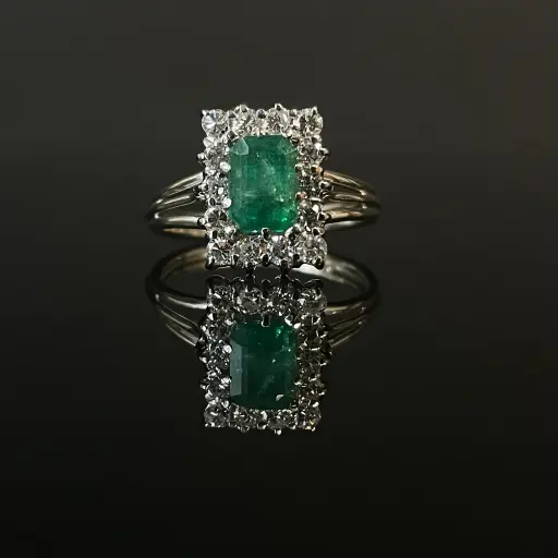 [PB10793] Bague Emeraude & diamants