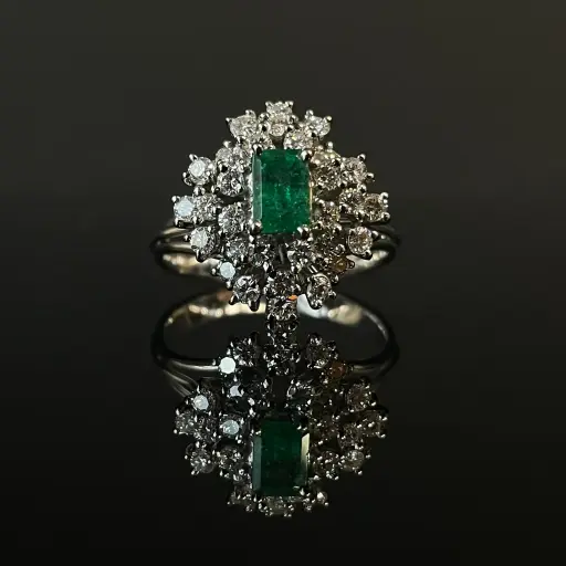 [PB10955] Bague Emeraude et Diamants