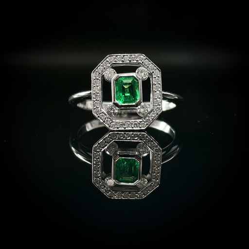 [SJIA224E001] Bague émeraude et diamants