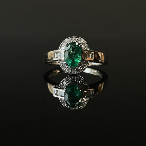 [7W015GEB2] Bague émeraude et diamants