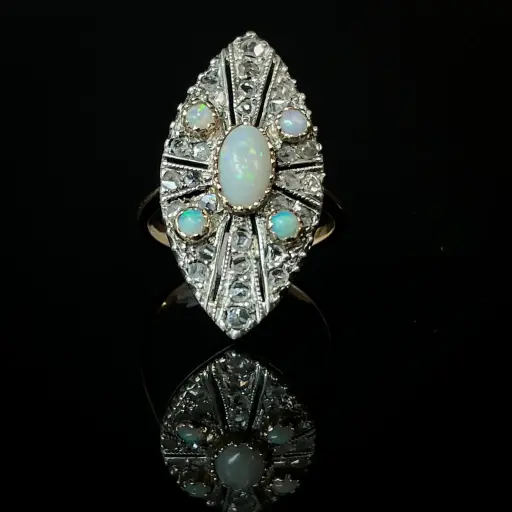 [PB11597] Bague opales et diamants