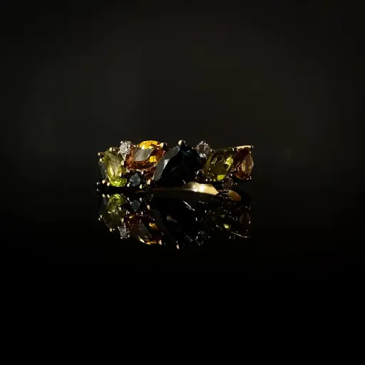[SAKC10GHY] Bague topaze, citrine, péridot et diamants