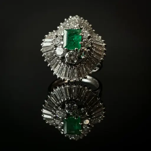 [PB11478] Bague Emeraude & Diamants