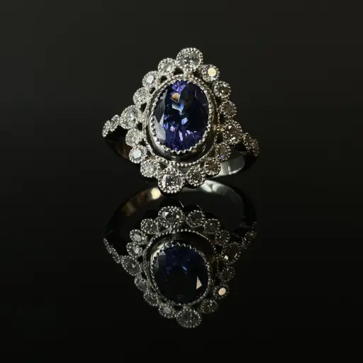 [S1604TZ002] Bague tanzanite et diamants