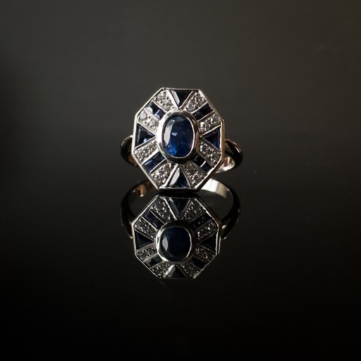 [S1489Z042] Bague saphir et diamants