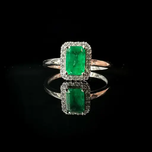 [SBP31EMW] Bague émeraude et diamants 