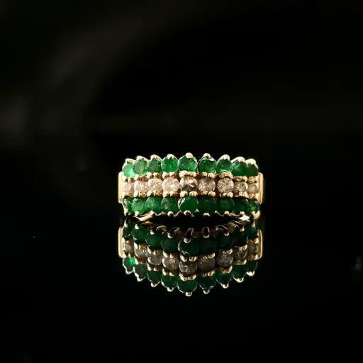 [PB9738] Bague Emeraudes & Diamants