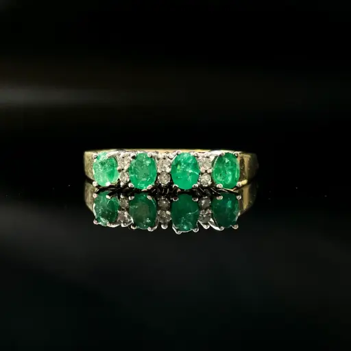 [pb9121a] Bague Emeraudes & Diamants