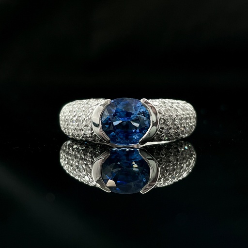 [ZV-10 W] Bague saphir et diamants