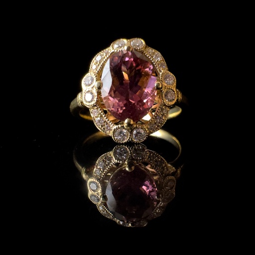 [RX12407M] Bague tourmaline rose et diamants